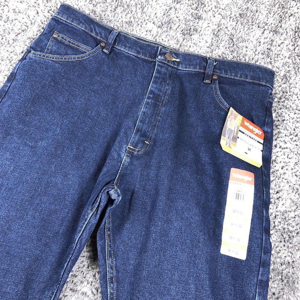 Wrangler Five Star Jeans Mens 38x32 Blue Regular Straight Stretch Denim